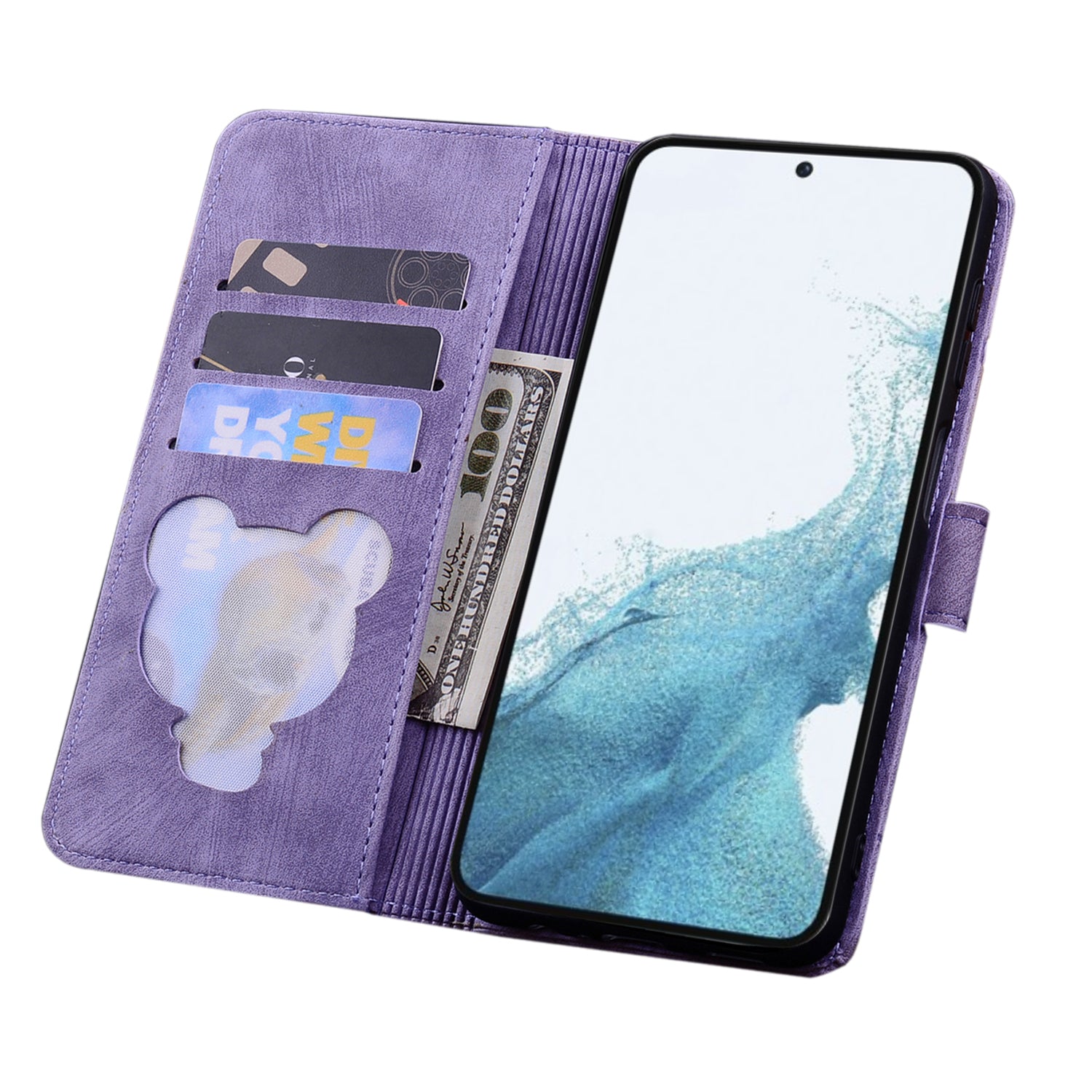 For Samsung Galaxy S23 Imprinted Flower Cat Phone Protective Shell PU Leather Wallet Case with Strap For Samsung Galaxy S23 Imprinted Flower Cat Phone Protective Shell PU Leather Wallet Case with Strap